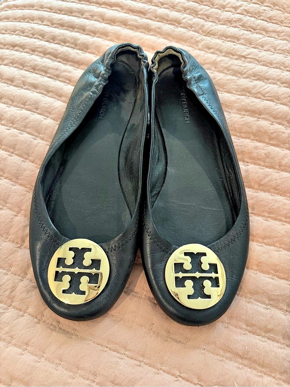 Tory Burch Minnie Travel Ballet Flat Black Flats